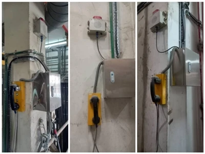 „J&R“ analoginiai pramoniniai telefonai, sumontuoti Malaizijos gamykloje